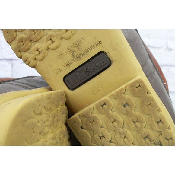 LL Bean Brown Leather 8" Lace Up Flannel Lined Duck Boots Size 10 M - Picture 9 of 10